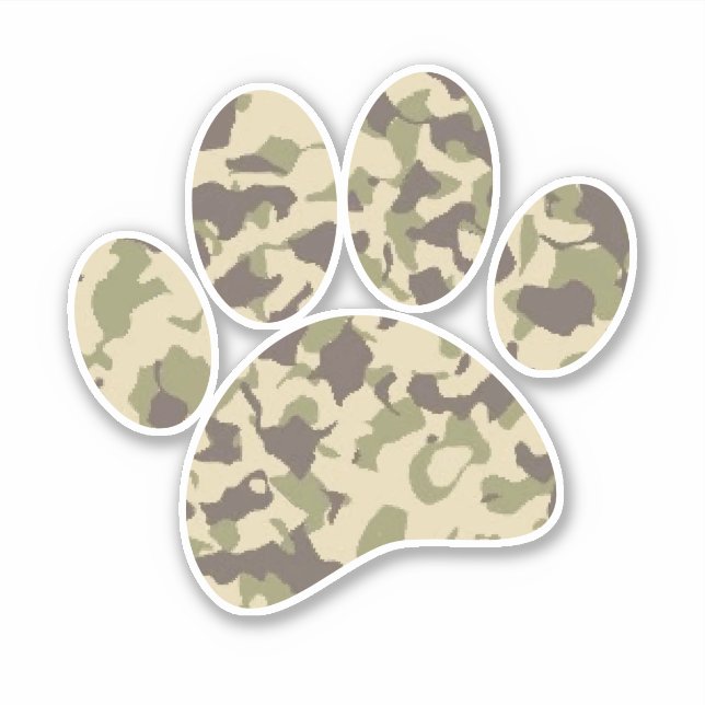 Camouflage Dog Paw Print Aufkleber (Vorderseite)