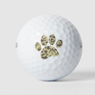 Camouflage Dog Paw Print Golfball
