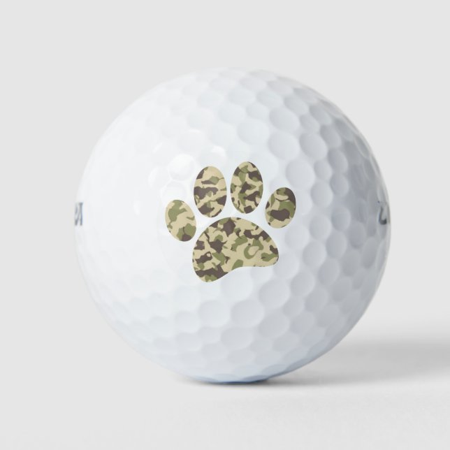 Camouflage Dog Paw Print Golfball (Vorderseite)
