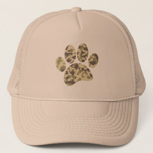Camouflage Dog Paw Print Truckerkappe