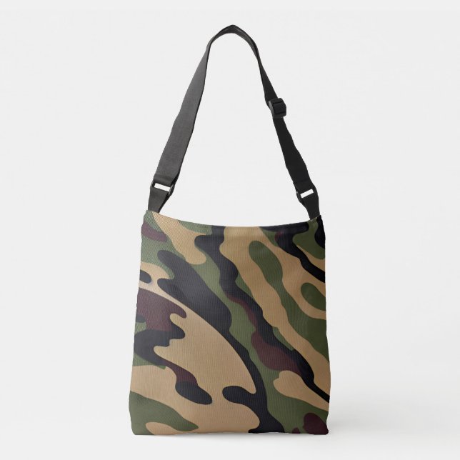 Camouflage Druck Cross-Body Tote Bag Tragetaschen Mit Langen Trägern (Vorderseite)