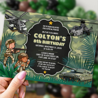 Camouflage Einladung, Kinderarmee Geburtstagsparty Einladung