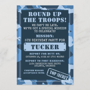 Camouflage Einladung zur Geburtstagspartei, Armee,