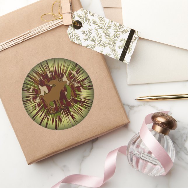 Camouflage Elche Break-out-Camouflage Runder Aufkleber (Schenken)