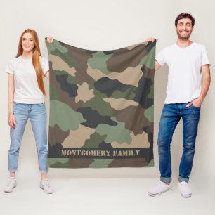 Camouflage Family Monogram Woodland Camouflage Fleecedecke