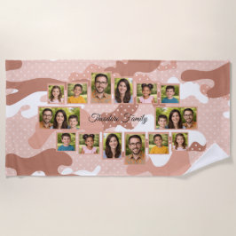 Camouflage Family Photo Collage Strandtuch
