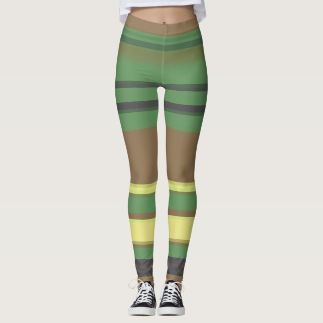 Camouflage Farbstreifen Muster Leggings (Vorderseite)