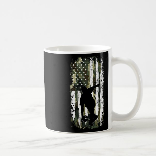 Camouflage Flag Bowling Player Vintag Patriotic Me Kaffeetasse (Rechts)