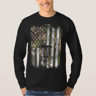 Camouflage Flag Disc Golf Basket Vintag Golfing Pa T-Shirt