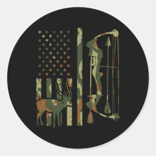 Camouflage Flag Hirsche Jagd Patriotischer Jäger V Runder Aufkleber