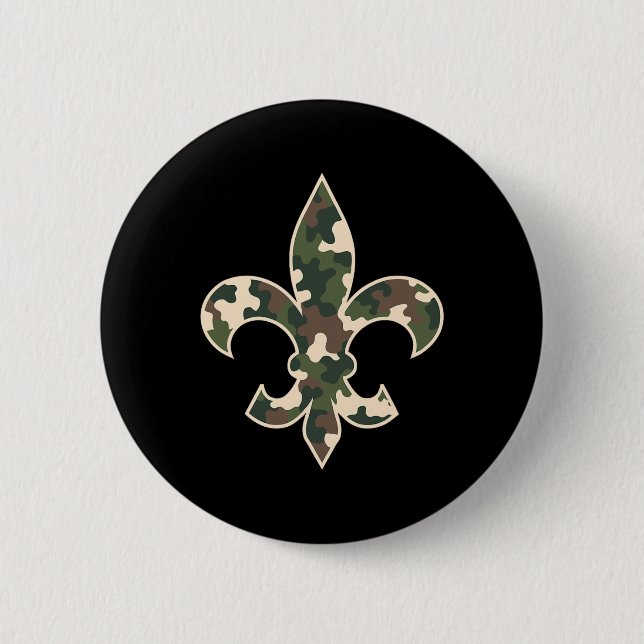 Camouflage Fleur De Lys Camo Mardi Gras Festive Ne Button (Vorderseite)