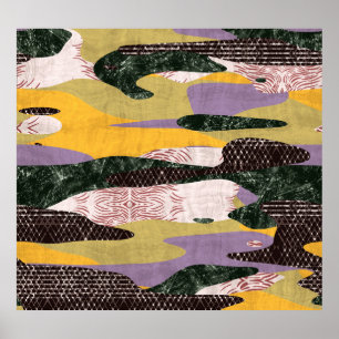 Camouflage Formen: Vivid Collage Montage. Poster