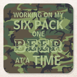 Camouflage für mein Sixpack Rechteckiger Pappuntersetzer