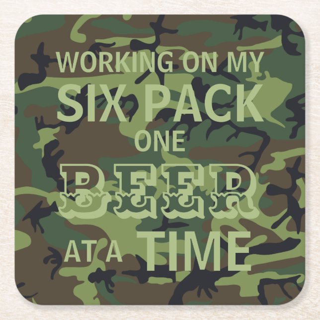 Camouflage für mein Sixpack Rechteckiger Pappuntersetzer (Vorderseite)