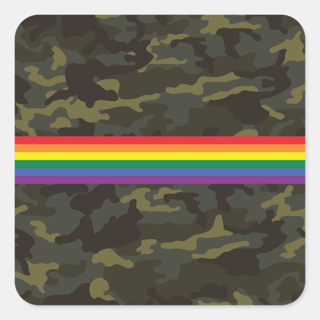 Camouflage Gay Pride Quadratischer Aufkleber (Vorderseite)