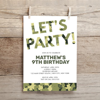 Camouflage Geburtstag, Party grüne Camouflage Einladung