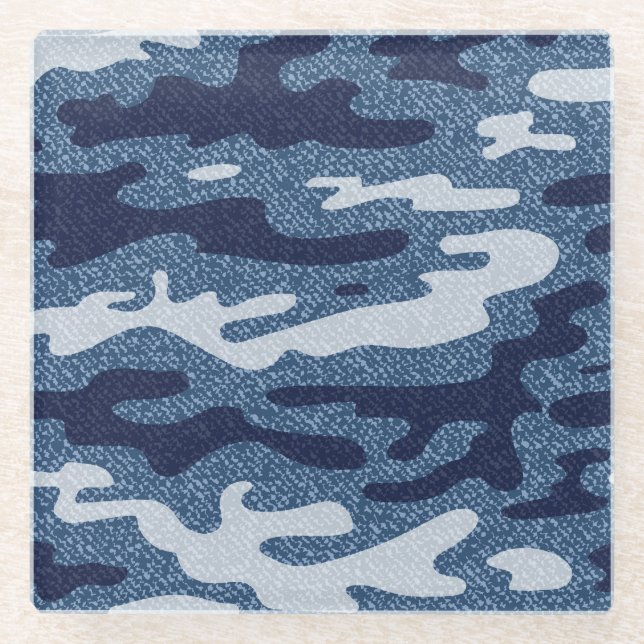 Camouflage Gepunktet Denim Jeans Pattern Glasuntersetzer (Vorderseite)