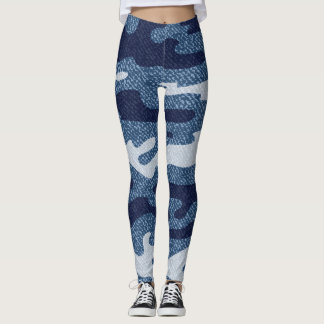 Camouflage Gepunktet Denim Jeans Pattern Leggings