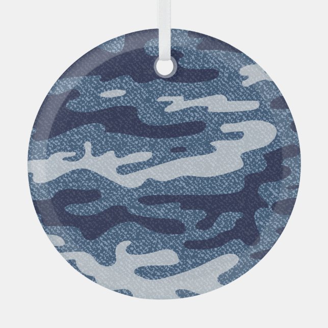 Camouflage Gepunktet Denim Jeans Pattern Ornament Aus Glas (Vorderseite)