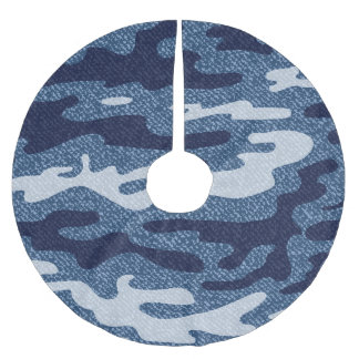 Camouflage Gepunktet Denim Jeans Pattern Polyester Weihnachtsbaumdecke