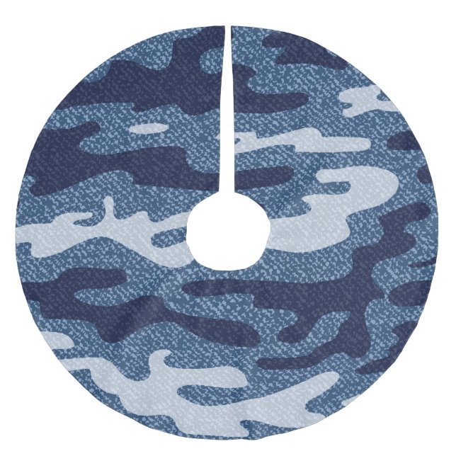Camouflage Gepunktet Denim Jeans Pattern Polyester Weihnachtsbaumdecke (Vorderseite)