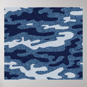 Camouflage Gepunktet Denim Jeans Pattern Poster