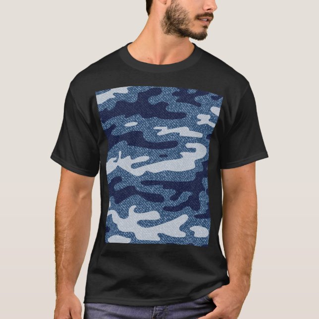 Camouflage Gepunktet Denim Jeans Pattern T-Shirt (Vorderseite)