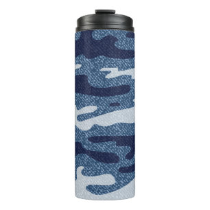 Camouflage Gepunktet Denim Jeans Pattern Thermosbecher