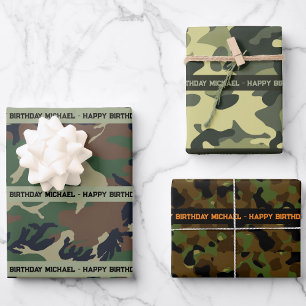 Camouflage glücklich zum Geburtstag Persönliche Be Geschenkpapier Set