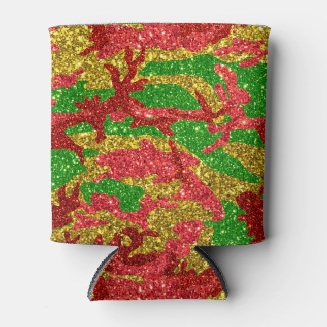 Camouflage Gold Xmas Muster Dosenkühler (Vorderseite)