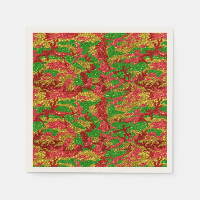Camouflage Gold Xmas Muster Serviette (Vorderseite)