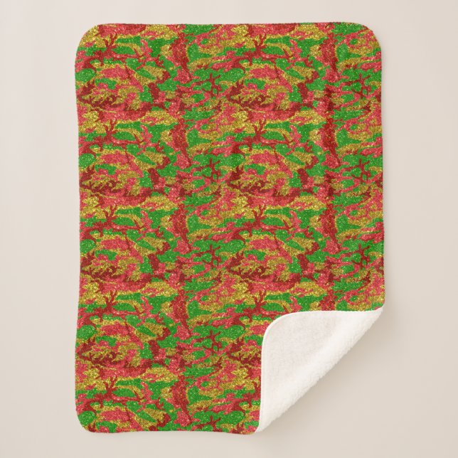Camouflage Gold Xmas Muster Sherpadecke (Vorderseite)