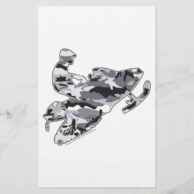 Camouflage Gray Sled auf Schwarz Briefpapier (Vorderseite)