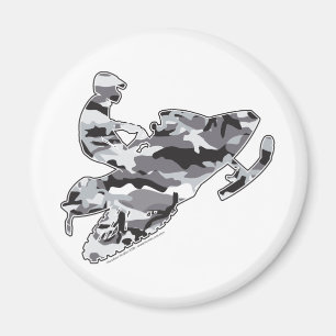 Camouflage Gray Sled auf Schwarz Magnet