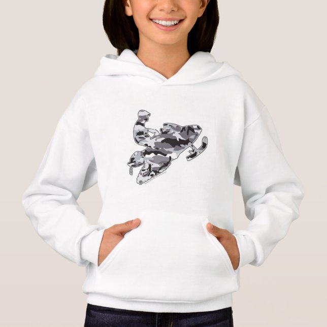 Camouflage Gray Snowmobile Hoodie (Vorderseite)