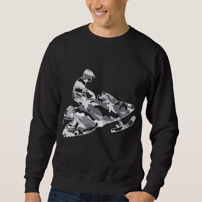 Camouflage Gray Snowmobile Sweatshirt (Vorderseite)