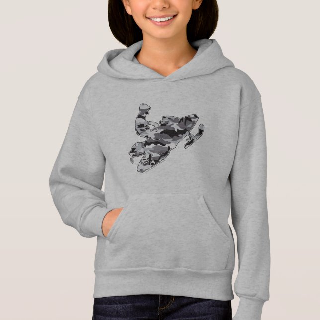 Camouflage Gray Snowmobiler Hoodie (Vorderseite)