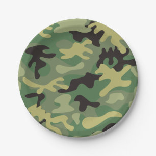 Camouflage Green   Army Birthday Pappteller