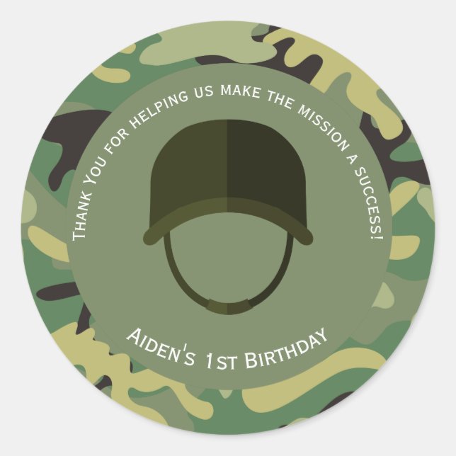 Camouflage Green | Army Birthday Sticker (Vorderseite)