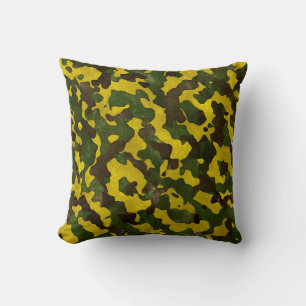 Camouflage Green Black Yellow Pillow Kissen
