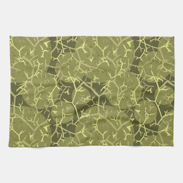 Camouflage Green Cactus Print Geschirrtuch (Horizontal)