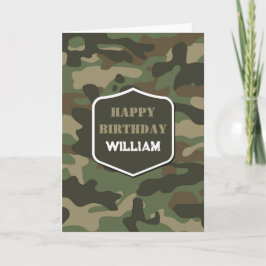 Camouflage Green Camouflage Army Monogram Birthday Karte