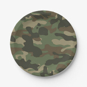 Camouflage Green Camouflage Army Pattern Pappteller