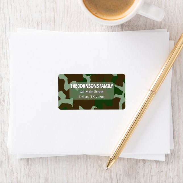 Camouflage Green & Dark Brown Return Address Label Adressaufkleber (Insitu)