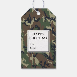 Camouflage Green GeburtstagsgeschenkTags Geschenkanhänger