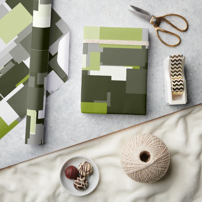 Camouflage Grey Green Urban Rectangle Geschenkpapier (Kunsthandwerk)