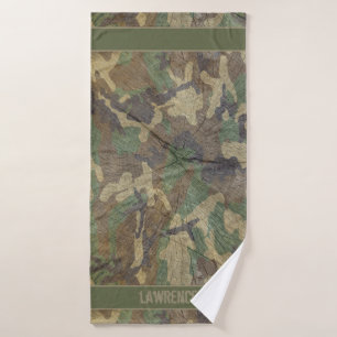 Camouflage Grün- und Braunholz-Logs Effekt Badehandtuch