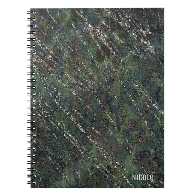 Camouflage Grüne und Silberne Armee Sparkle Notizblock (Vorderseite)