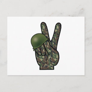 Camouflage Hand Sieg / Friedenszeichen Postkarte