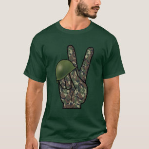 Camouflage Hand Sieg / Friedenszeichen T-Shirt